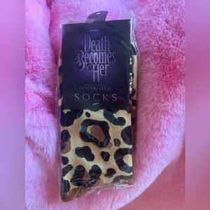 Death Becomes Her Leopard Logo Socks